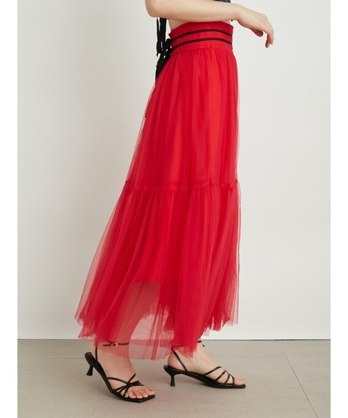 LILY BROWN（リリーブラウン）の「ダブルラインチュールスカート（スカート・レディース・その他/ホワイト/レッド・0/1）」の10枚目の写真