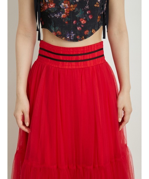 LILY BROWN（リリーブラウン）の「ダブルラインチュールスカート（スカート・レディース・その他/ホワイト/レッド・0/1）」の11枚目の写真