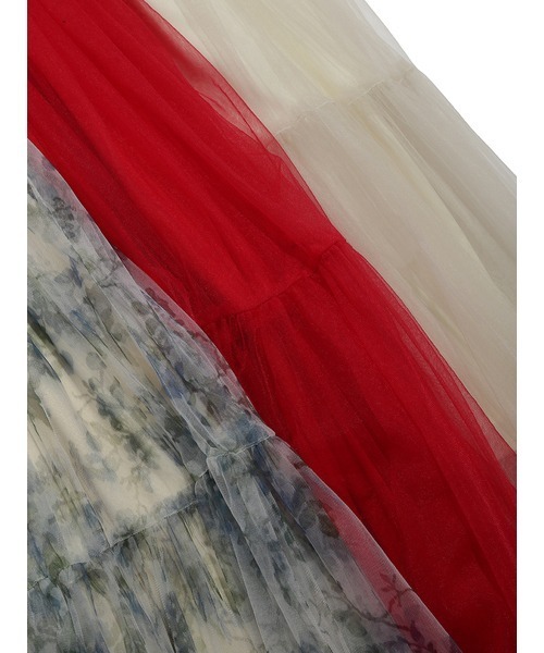 LILY BROWN（リリーブラウン）の「ダブルラインチュールスカート（スカート・レディース・その他/ホワイト/レッド・0/1）」の7枚目の写真