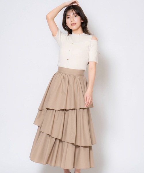 NOELA(ノエラ)の「コットンティアードスカート(スカート・レディース・ベージュ/グレー/オフホワイト・S/M)」の3枚目の写真