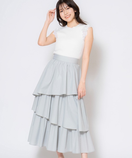 NOELA(ノエラ)の「コットンティアードスカート(スカート・レディース・ベージュ/グレー/オフホワイト・S/M)」の1枚目の写真