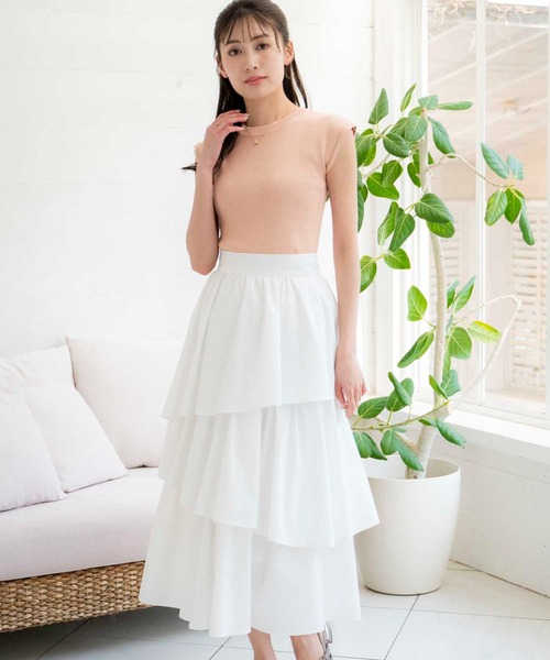 NOELA(ノエラ)の「コットンティアードスカート(スカート・レディース・ベージュ/グレー/オフホワイト・S/M)」の2枚目の写真