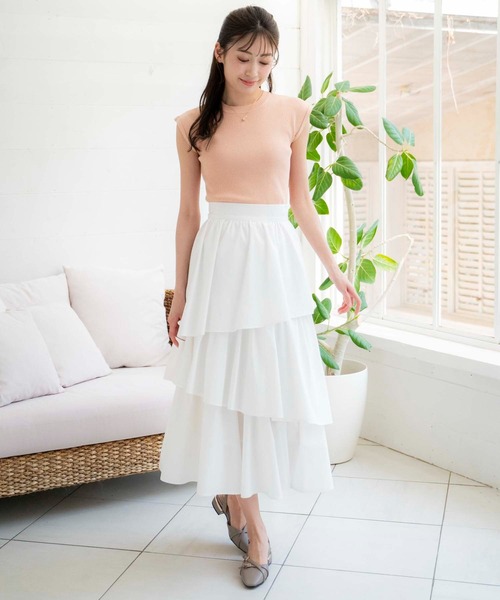 NOELA(ノエラ)の「コットンティアードスカート(スカート・レディース・ベージュ/グレー/オフホワイト・S/M)」の4枚目の写真