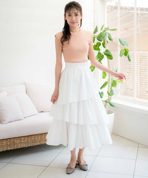 NOELA(ノエラ)の「コットンティアードスカート(スカート・レディース・ベージュ/グレー/オフホワイト・S/M)」の6枚目の写真