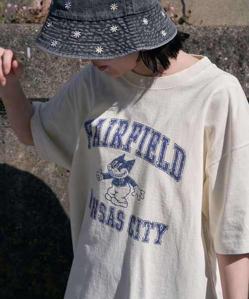 VENCEEXCHANGE（ヴァンスエクスチェンジ）の「FAIRFIELD ピグメントT（Tシャツ/カットソー・レディース・オフホワイト/チャコールグレー/オレンジ系その他/グリーン/ネイビー・FREE）」の2枚目の写真