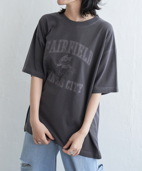 VENCEEXCHANGE（ヴァンスエクスチェンジ）の「FAIRFIELD ピグメントT（Tシャツ/カットソー・レディース・オフホワイト/チャコールグレー/オレンジ系その他/グリーン/ネイビー・FREE）」の3枚目の写真