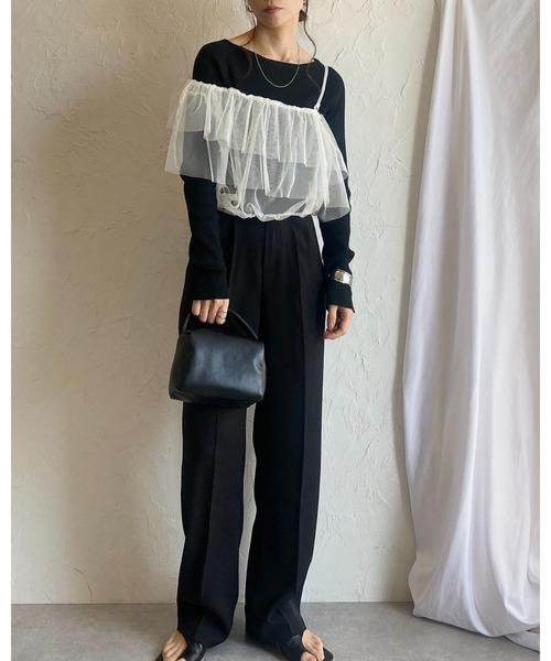 チュールオフショルダー ビスチェ Reurie'（レウリィ）の「チュールワンショルダービスチェ／tulle