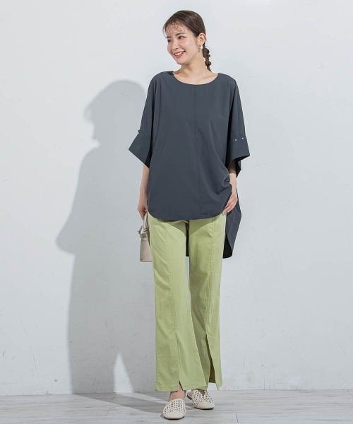 VICKY(ビッキー)の「【BIGシルエット】ドルマンブラウス≪手洗い可能≫(シャツ/ブラウス・レディース・ホワイト/チャコールグレー・M)」の13枚目の写真