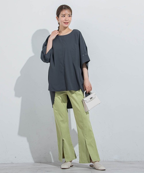 VICKY(ビッキー)の「【BIGシルエット】ドルマンブラウス≪手洗い可能≫(シャツ/ブラウス・レディース・ホワイト/チャコールグレー・M)」の14枚目の写真