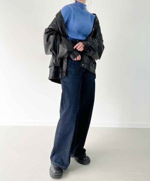 JUNOAH（ジュノア）の「ボトルネックリブニット（ニット/セーター・レディース・イエロー/ブラック/ベージュ/ボルドー/グレイッシュベージュ/ブルー/オフホワイト/ピンク系その他・MEDIUM/LARGE）」の21枚目の写真