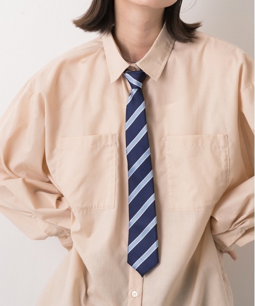 ad thie（アドティエ）の「アソート柄 ジップデザインネクタイ（ネクタイ・レディース・ネイビー系1/ネイビー系3/ブラック/ボルドー/ネイビー系2・FREE）」の3枚目の写真