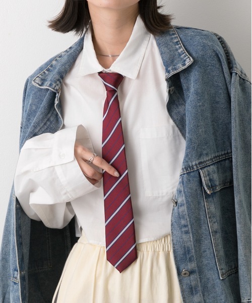 ad thie（アドティエ）の「アソート柄 ジップデザインネクタイ（ネクタイ・レディース・ネイビー系1/ネイビー系3/ブラック/ボルドー/ネイビー系2・FREE）」の19枚目の写真