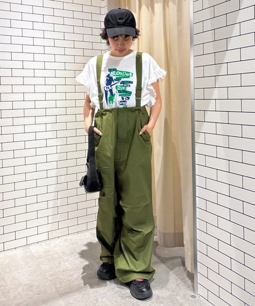 RODEO CROWNS WIDE BOWL（ロデオクラウンズワイドボウル）の「サスペンダー付きオーバーパンツ（つなぎ/オールインワン・レディース・グレー/カーキ/ライトピンク/オフホワイト・FREE）」の9枚目の写真