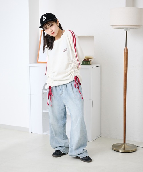 kutir(クティール)の「ワッフルドロストリボンTシャツ(Tシャツ/カットソー・レディース・ネイビー/アイボリー/その他/ライトブルー・FREE)」の9枚目の写真