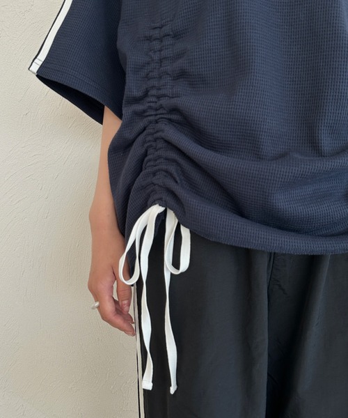 kutir(クティール)の「ワッフルドロストリボンTシャツ(Tシャツ/カットソー・レディース・ネイビー/アイボリー/その他/ライトブルー・FREE)」の16枚目の写真
