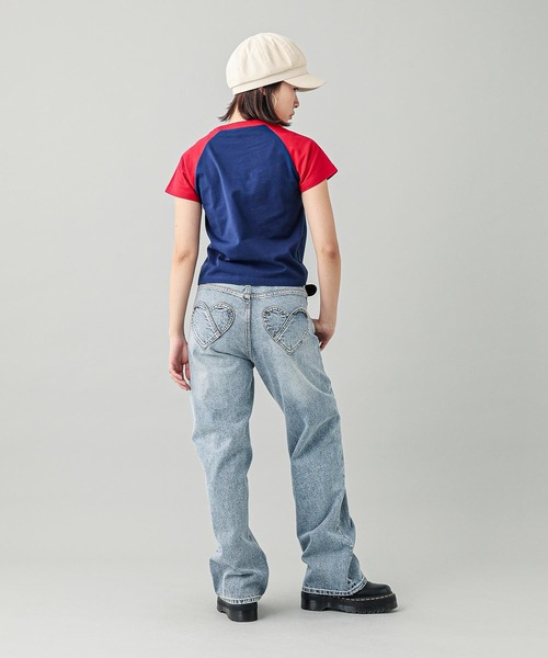 X-girl（エックスガール）の「EMBROIDERED BUNNY RAGLAN SLEEVE BABY TEE（Tシャツ/カットソー・レディース・ブラック/ネイビー・S/M）」の10枚目の写真