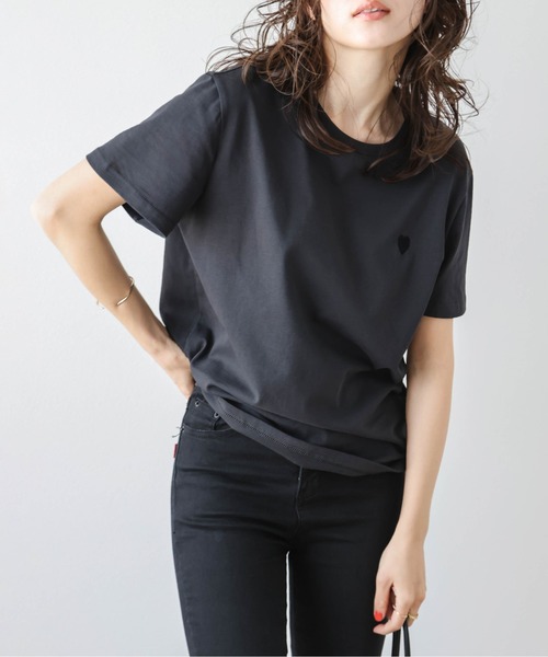 セール】ワンポイントハート刺繍Tシャツ（Tシャツ/カットソー