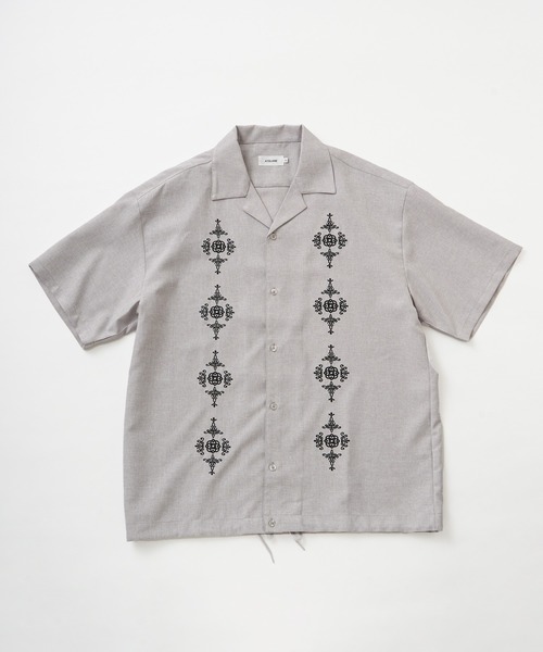 エトロ/入手困難 18SS 定価10万 スタンドカラーシャツ ビーズ刺繍 XL ETRO(エトロ) 総柄半袖シャツ 131-11439-4085 ピンク サイズ S