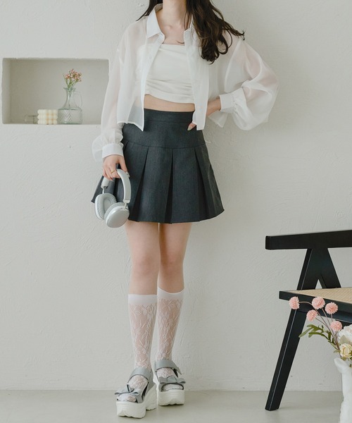 Ambre Neige(アンブルネージュ)の「short sheer shirt / ショートシアーシャツ(シャツ/ブラウス・レディース・ライトブルー/オフホワイト/ライトグレー・FREE)」の11枚目の写真