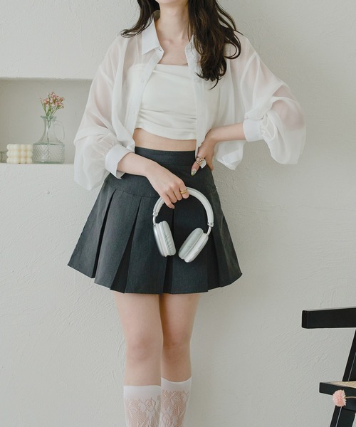 Ambre Neige(アンブルネージュ)の「short sheer shirt / ショートシアーシャツ(シャツ/ブラウス・レディース・ライトブルー/オフホワイト/ライトグレー・FREE)」の10枚目の写真