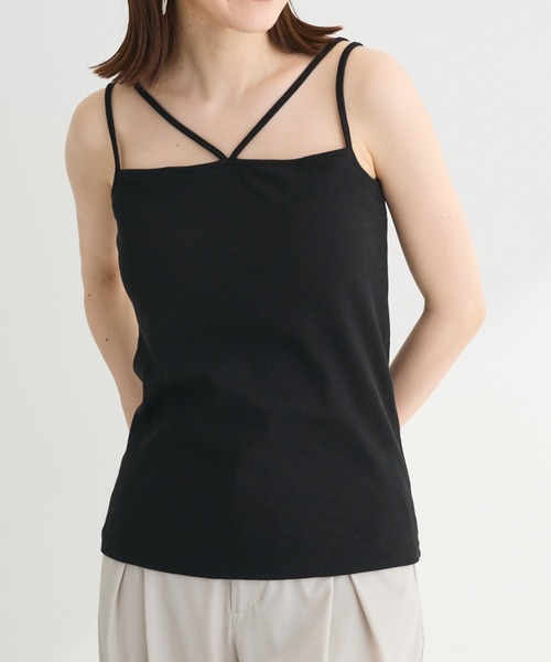 Green Parks(グリーンパークス)の「カップ付きマルチストラップタンク(タンクトップ・レディース・カーキ/ホワイト/ブラック/ベージュ・FREE)」の3枚目の写真