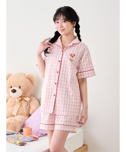 tutuanna（チュチュアンナ）の「[とにかくさらっと涼しい]綿100％ギンガムカップケーキ刺繍半袖パジャマ（ルームウェア/パジャマ・レディース・グレー/ミント/ピンク/イエロー・L/M/S）」の21枚目の写真