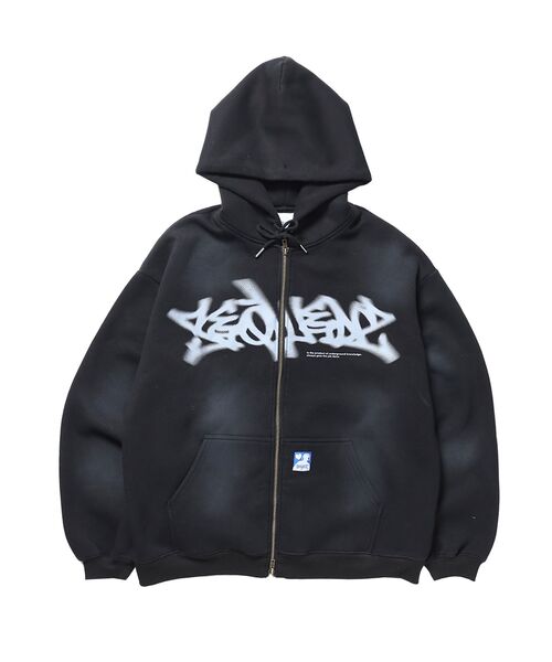 完売商品　ブラックビンテージ パーカー SEQUENZE パーカー 「SEQUENZ（シークエンズ）」ONI-FADE BOXY ZIP
