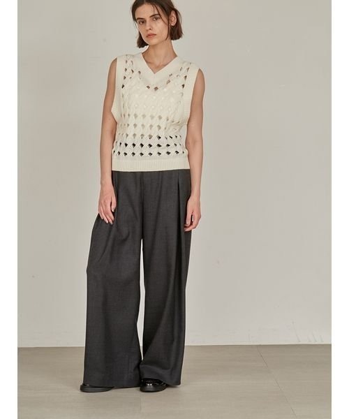styling/（スタイリング）の「2WAYロープニットベスト（ベスト・レディース・オフホワイト/チャコールグレー・FREE）」の13枚目の写真