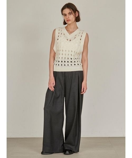 styling/（スタイリング）の「2WAYロープニットベスト（ベスト・レディース・オフホワイト/チャコールグレー・FREE）」の14枚目の写真