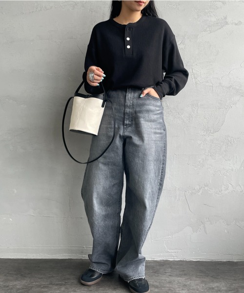 セール】[HEALTHKNIT/ヘルスニット] 別注 ヘンリーネック ワッフル