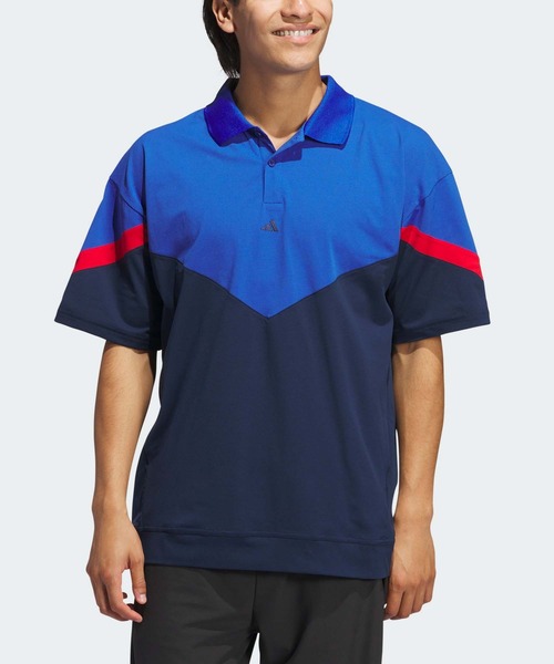 セール】ツイストニット オーバーサイズ カラーブロック 半袖ポロ