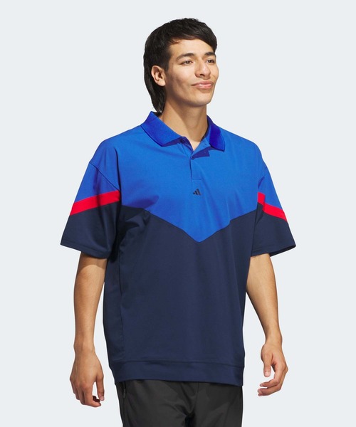 セール】ツイストニット オーバーサイズ カラーブロック 半袖ポロ