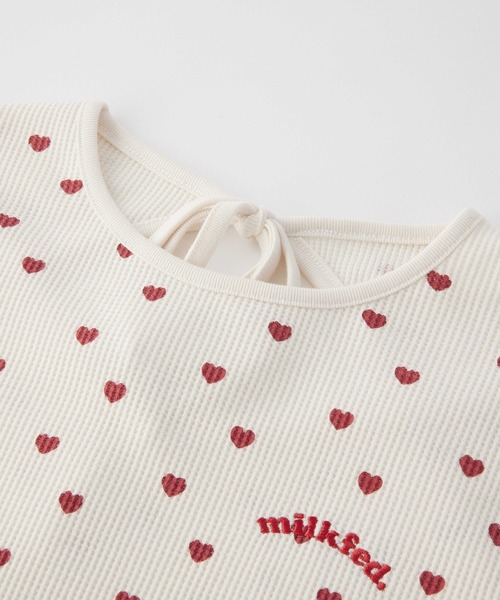 MILKFED.(ミルクフェド)の「FRILL HEART WAFFLE TOP(Tシャツ/カットソー・レディース・ネイビー/ブラウン/オフホワイト・ONE SIZE)」の4枚目の写真