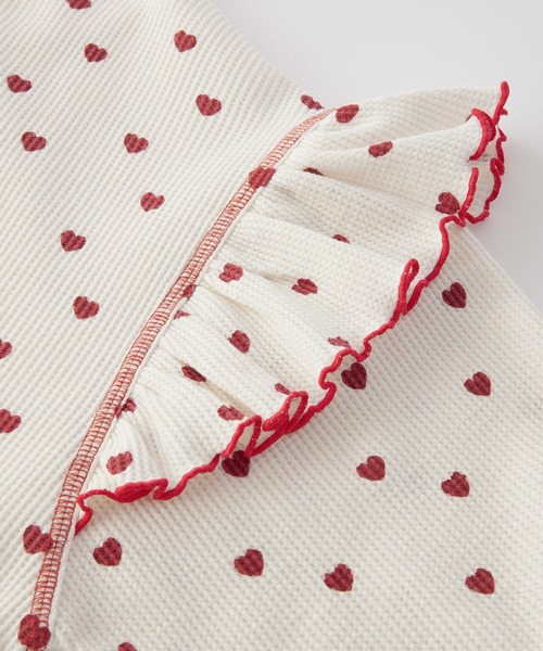 MILKFED.(ミルクフェド)の「FRILL HEART WAFFLE TOP(Tシャツ/カットソー・レディース・ネイビー/ブラウン/オフホワイト・ONE SIZE)」の6枚目の写真