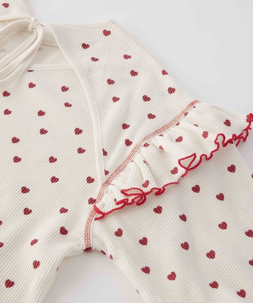 MILKFED.(ミルクフェド)の「FRILL HEART WAFFLE TOP(Tシャツ/カットソー・レディース・ネイビー/ブラウン/オフホワイト・ONE SIZE)」の9枚目の写真