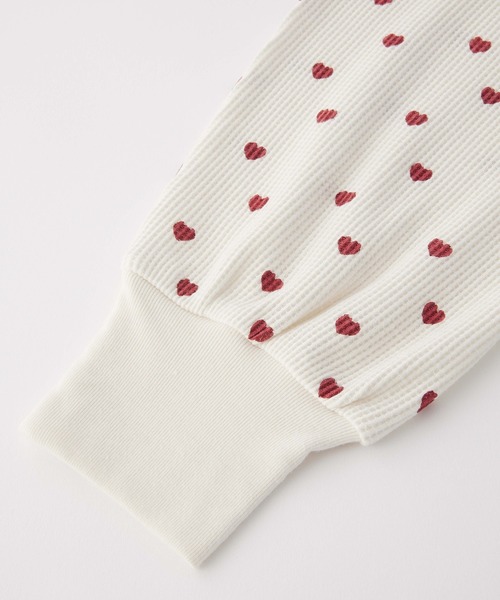 MILKFED.(ミルクフェド)の「FRILL HEART WAFFLE TOP(Tシャツ/カットソー・レディース・ネイビー/ブラウン/オフホワイト・ONE SIZE)」の10枚目の写真