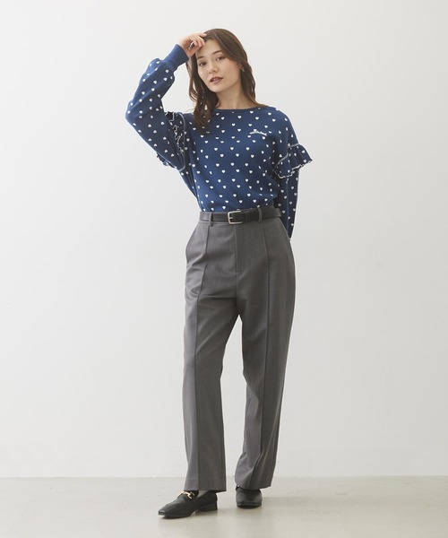 MILKFED.(ミルクフェド)の「FRILL HEART WAFFLE TOP(Tシャツ/カットソー・レディース・ネイビー/ブラウン/オフホワイト・ONE SIZE)」の18枚目の写真