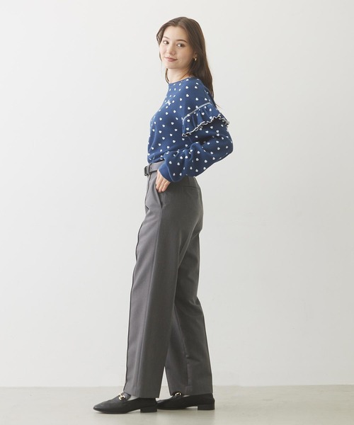 MILKFED.(ミルクフェド)の「FRILL HEART WAFFLE TOP(Tシャツ/カットソー・レディース・ネイビー/ブラウン/オフホワイト・ONE SIZE)」の20枚目の写真