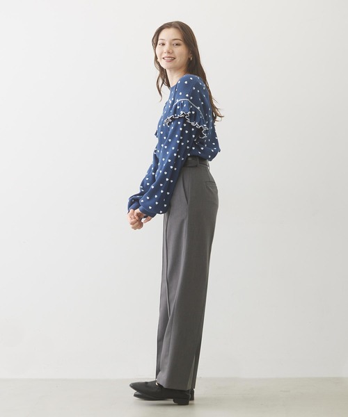 MILKFED.(ミルクフェド)の「FRILL HEART WAFFLE TOP(Tシャツ/カットソー・レディース・ネイビー/ブラウン/オフホワイト・ONE SIZE)」の21枚目の写真