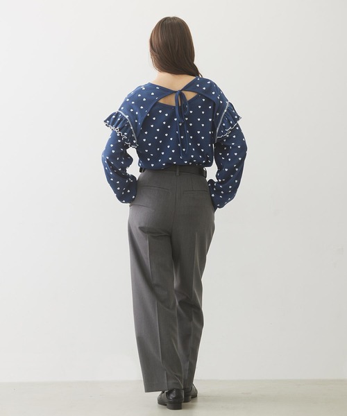 MILKFED.(ミルクフェド)の「FRILL HEART WAFFLE TOP(Tシャツ/カットソー・レディース・ネイビー/ブラウン/オフホワイト・ONE SIZE)」の22枚目の写真