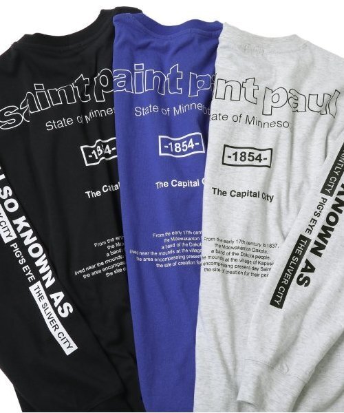 GLAZOS（グラソス）の「USAコットン・袖ロゴバックプリントビッグ長袖Tシャツ（Tシャツ/カットソー・キッズ・オートミール/ブルー/ブラック・S/M/L/LL）」の15枚目の写真