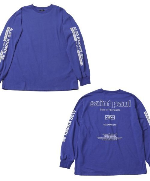 GLAZOS（グラソス）の「USAコットン・袖ロゴバックプリントビッグ長袖Tシャツ（Tシャツ/カットソー・キッズ・オートミール/ブルー/ブラック・S/M/L/LL）」の17枚目の写真