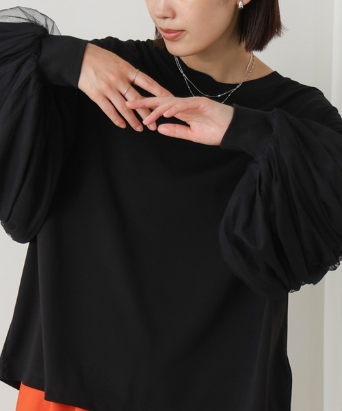 セール】袖チュールプルオーバー（Tシャツ/カットソー）｜Bou