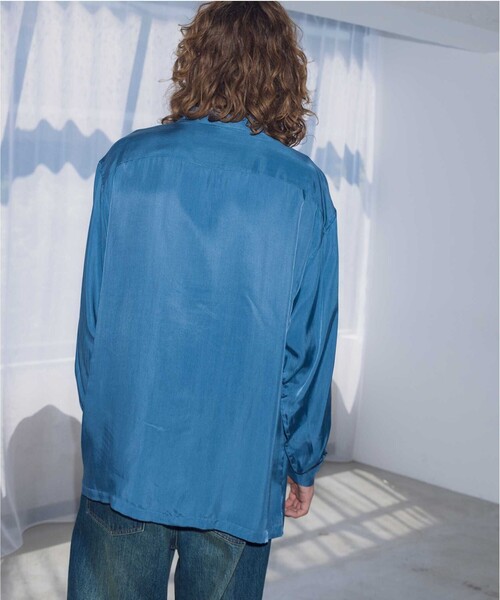 MONKEY TIME(モンキータイム)の「フィブリル キュプラ ツイル オープンカラー シャツ(シャツ/ブラウス・メンズ・ブラック/コバルトブルー・S/M/L/XL)」の3枚目の写真