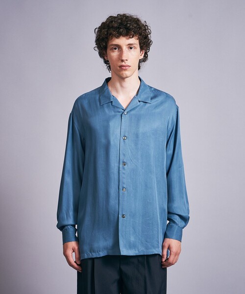 MONKEY TIME(モンキータイム)の「フィブリル キュプラ ツイル オープンカラー シャツ(シャツ/ブラウス・メンズ・ブラック/コバルトブルー・S/M/L/XL)」の4枚目の写真