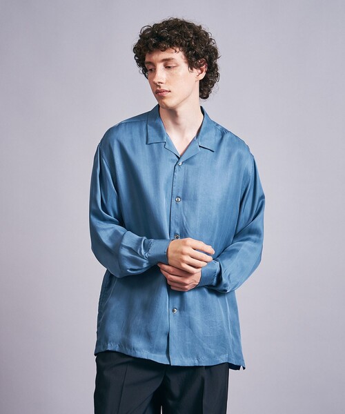 MONKEY TIME(モンキータイム)の「フィブリル キュプラ ツイル オープンカラー シャツ(シャツ/ブラウス・メンズ・ブラック/コバルトブルー・S/M/L/XL)」の5枚目の写真