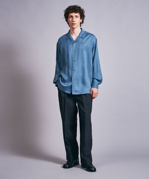 MONKEY TIME(モンキータイム)の「フィブリル キュプラ ツイル オープンカラー シャツ(シャツ/ブラウス・メンズ・ブラック/コバルトブルー・S/M/L/XL)」の6枚目の写真