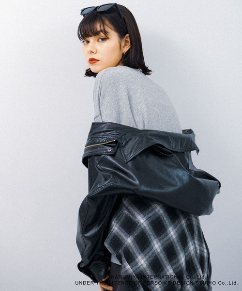 SENSE OF PLACE by URBAN RESEARCH（センスオブプレイスバイアーバンリサーチ）の「『別注』ANGEL BLUE×SOP　ルーズスウェット（スウェット・レディース・グレー/ブルー/オートミール・ONE）」の6枚目の写真