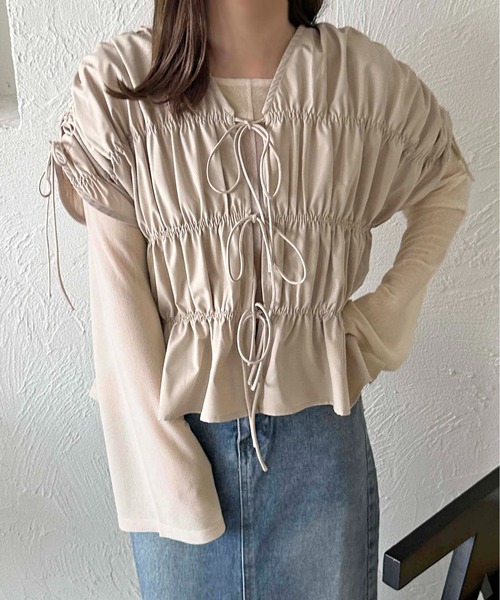 apres jour clair（アプレジュールクレア）の「【apres jour clair】シアー袖リボントップス【ZOZOTOWN限定アイテム】（Tシャツ/カットソー・レディース・ブラック/グリーン/アイボリー/ブラウン系その他/ブルー系その他・X-LARGE/フリー）」の14枚目の写真