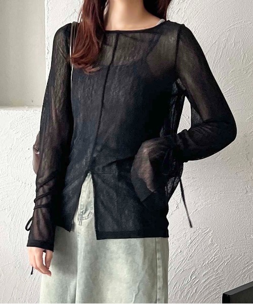 apres jour clair（アプレジュールクレア）の「【apres jour clair】シアー袖リボントップス【ZOZOTOWN限定アイテム】（Tシャツ/カットソー・レディース・ブラック/グリーン/アイボリー/ブラウン系その他/ブルー系その他・X-LARGE/フリー）」の20枚目の写真